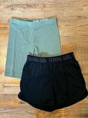 Strong Girl Black Athletic Shorts + Sage Green Bike Shorts Under Layer  10/12